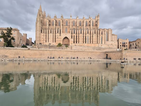 Majorque pas cher : la cathédrale La Seu de Palma reflétée dans le Parc de la Mar